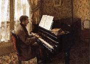 Gustave Caillebotte The young man plays the piano oil painting reproduction